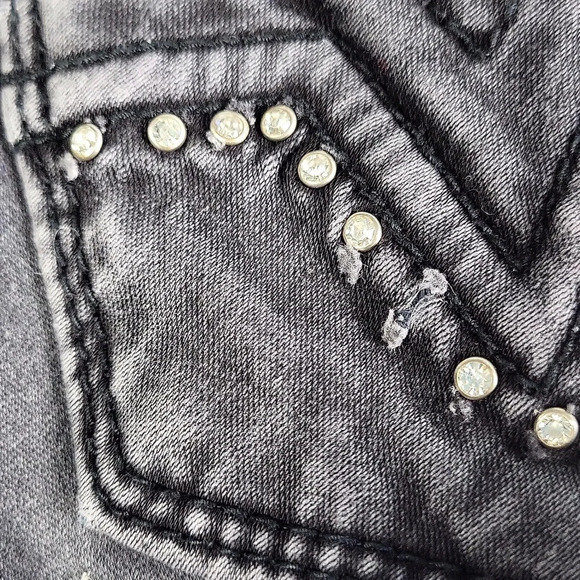Vigoss Black Clear Crystal Skinny Jeans - Picture 9 of 10
